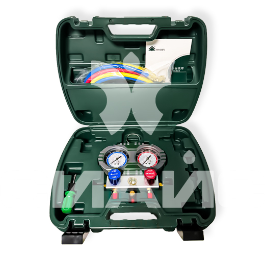 Манометрическая станция Hongsen HS-S60-101A двухвентильная R22, R134, R404, R407c в кейсе
