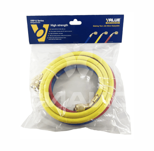 Комплект заправочных шлангов Value VRP-U-RYB 90 см R22, R134a, R404a, R407c