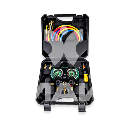Манометрическая станция Becool BC-Premium M2N двухвентильная R22, R32, R407c, R410a в кейсе